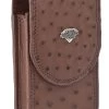 White Diamond Funda Avestruz Leather Cell Phone Case - Cafe -Guadalajara Western Wear whitediamand1311