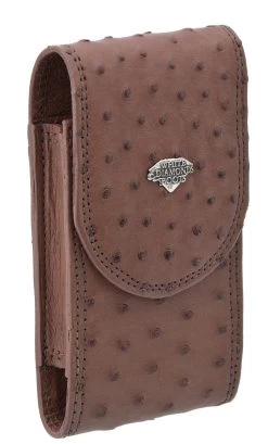 White Diamond Funda Avestruz Leather Cell Phone Case - Cafe