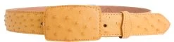 White Diamond Avestruz Leather Belt - Mantequilla