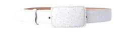 White Diamond Avestruz Leather Belt - Blanco