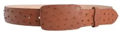 White Diamond Avestruz Leather Belt - Cognac