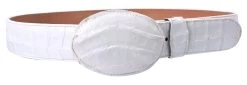 White Diamond Caiman Belly Imitation Leather Belt - Blanco