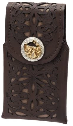 White Diamond Navajeada Leather Cell Phone Case - Cafe