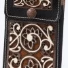 White Diamond Lazer Tooled Leather Cell Phone Case - Negro -Guadalajara Western Wear whitediamonds0230