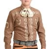 Camisa Charra Tradicional - Cafe -Guadalajara Western Wear whitediamonds0353